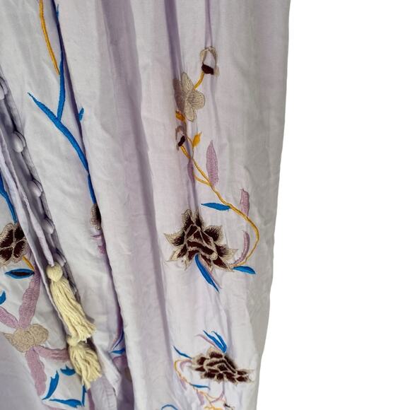 Fillyboo Lavender Embroidered Boho Fringe Maxi Dress size large - Picture 5 of 10
